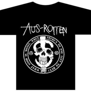 AUS-ROTTEN - What Good Is Money When There´s No One Left To Buy - Camiseta (crust punk/hardcore, arte clássica, 100% algodão, produção independente)