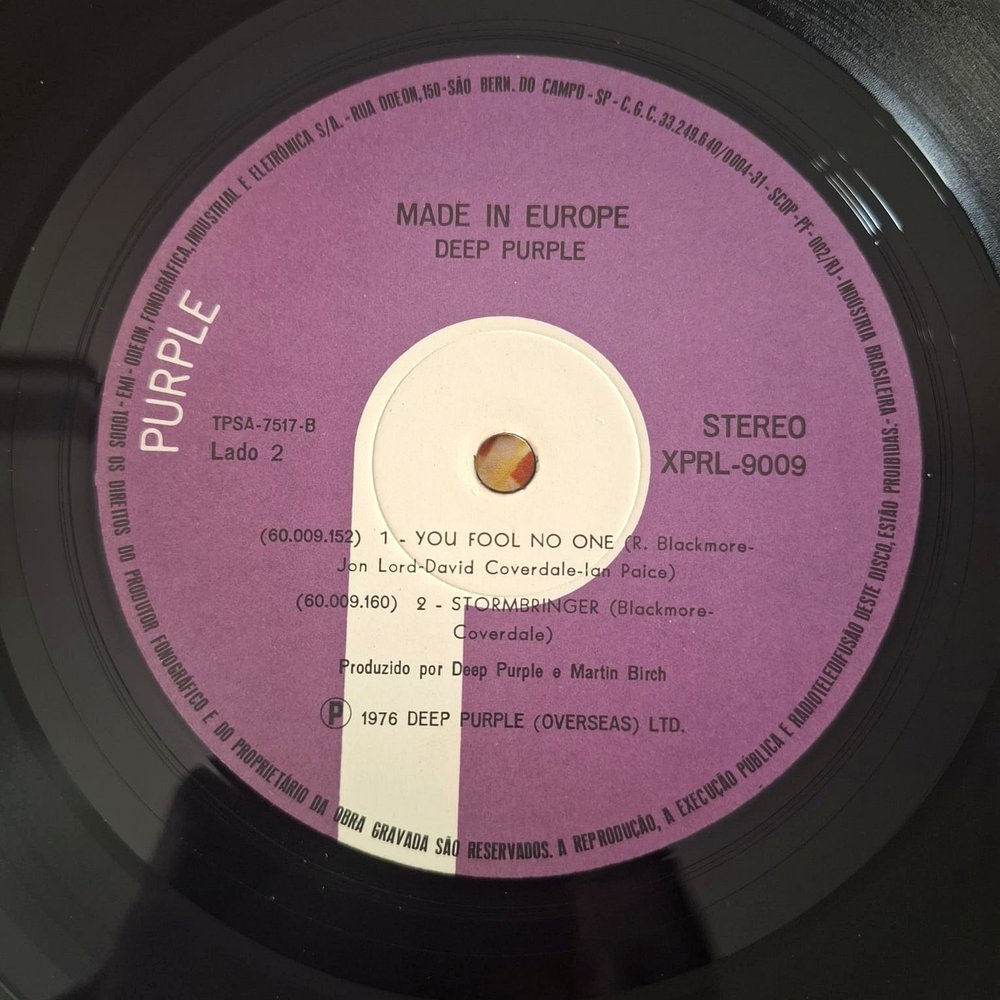 DEEP PURPLE - Made In Europe LP Vinil Nacional Purple / Odeon 1976 Hard Rock - Imagem 5